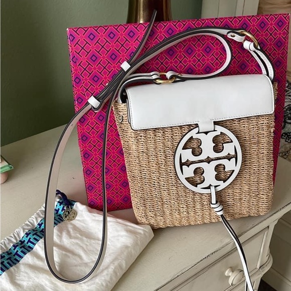 Tory Burch Handbags - Tory Burch Miller Crossbody Ivory leather and Straw